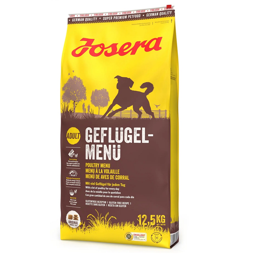 JOSERA Poultry-Menu 12,5 kg – Hrană Uscată cu Carne de Pasăre pentru Câini Adulți