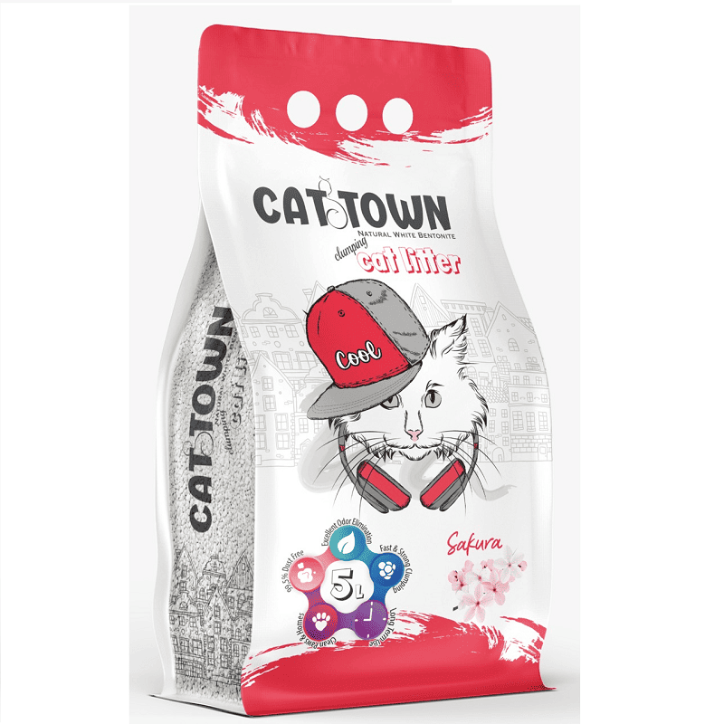 Cat Town Sakura 5 L | Asternut Igienic Ultraaglomerant cu Aroma de Cirese Japoneze pentru Pisici