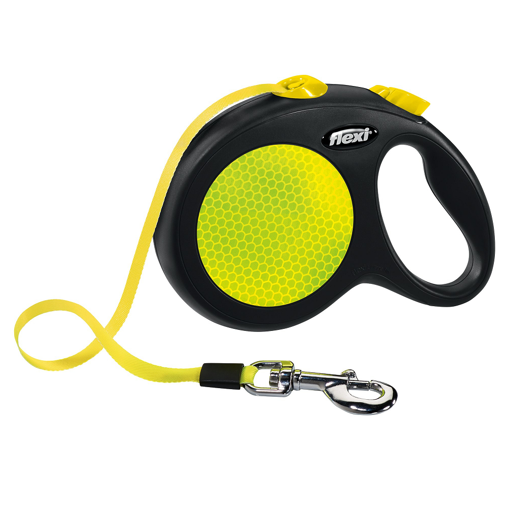 FLEXI New Classic Neon L, Lesa Retractabila cu Banda, Caini Maxim 50kg, 5m