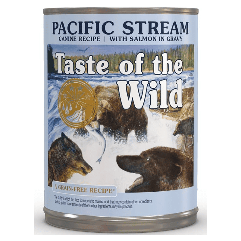 TASTE of the WILD Pacific Stream Canine Recipe with Salmon in Gravy 390 g | Hrana Umeda Fara Cereale pentru Caini Adulti | cu Somon, Peste Oceanic si Curcan