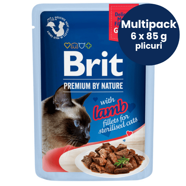 BRIT PREMIUM DELICATE Sterilised Cat cu Miel Multipack 6x85 g | Plicuri Hrana Umeda Pisici Sterilizate (file carne in sos)