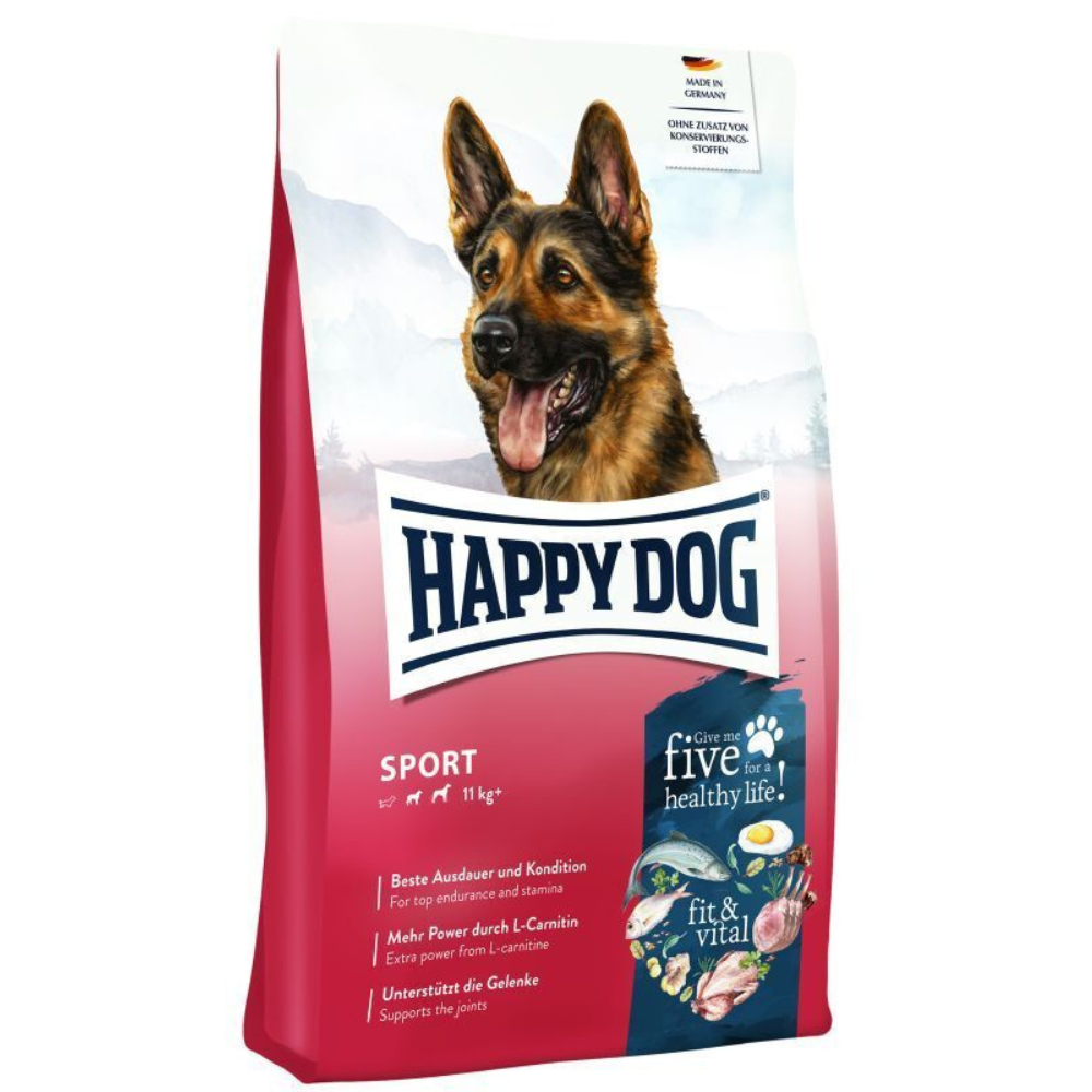 HAPPY DOG Fit & Vital Sport – Hrană Uscata, fara Gluten si cu 5 Surse de Proteine Animale,  pentru Câini Activi, 14kg