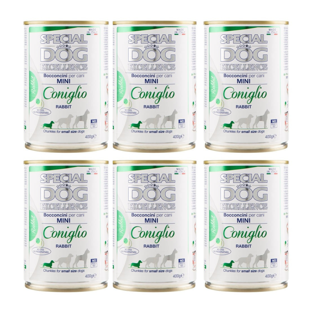 MONGE Special Dog Excellence Mini, cu Iepure, Set Conserve Hrana Umeda Pentru Caini Talie Mica, 6x400g