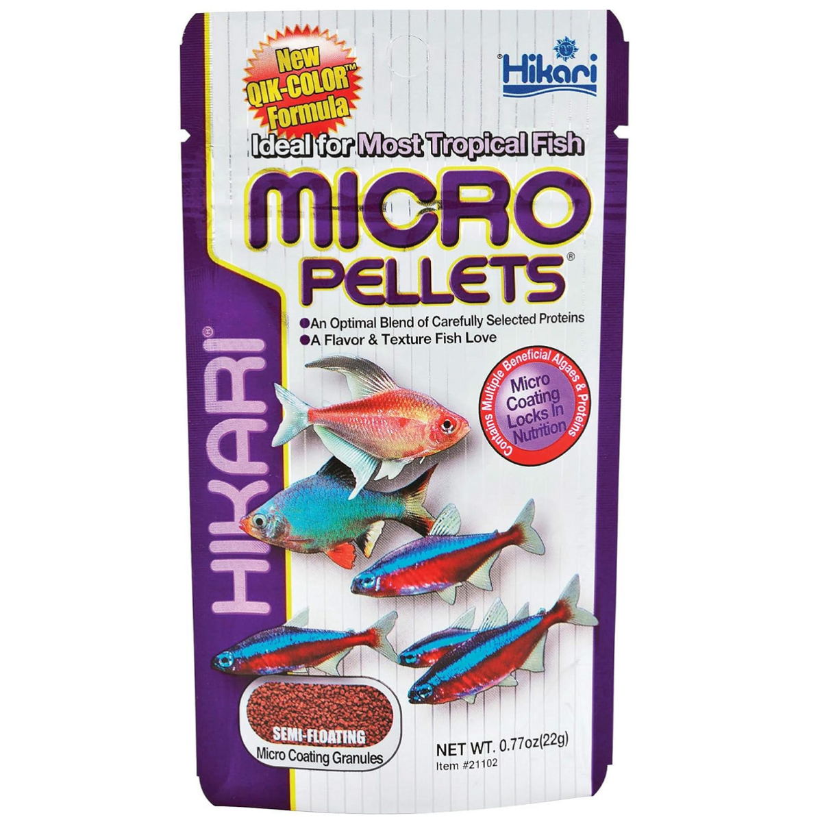 Hikari Tropical Micro Pellets, 22 g – Hrana Granulata Multicolora pentru Pesti de Acvariu cu Gura Mica