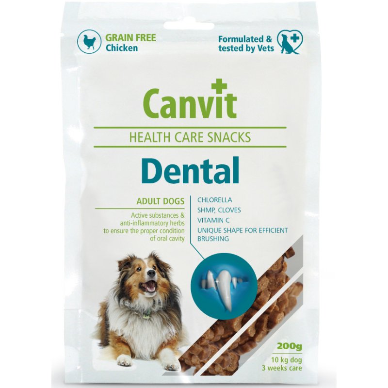 CANVIT Health Care Snack Dental for Dogs 200 g – Recompensă Funcțională pentru Câini, Igienă Orală și Dinti Puternici
