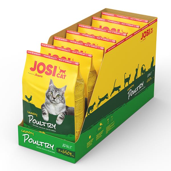 JOSICAT Crunchy Poultry, cu Pasare, 7x650 g – Hrană Uscată Completă pentru Pisici Adulte, Aport Zilnic de Energie și Vitalitate
