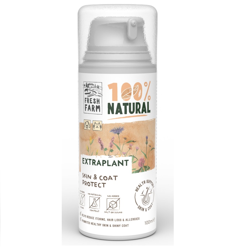 FRESH FARM Extraplant Skin & Coat Protect 100 ml - Supliment Fitonutritional pentru Piele Sanatoasa si Blana Stralucitoare la Caini si Pisici