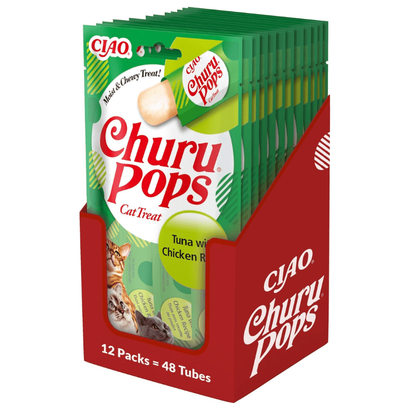 INABA Churu Pops Tuna & Chicken Box 12x(4x15 g) | Recompense Moi fara Cereale pentru Pisici | cu Ton si Pui | Sanatoase si Intens Hidratante