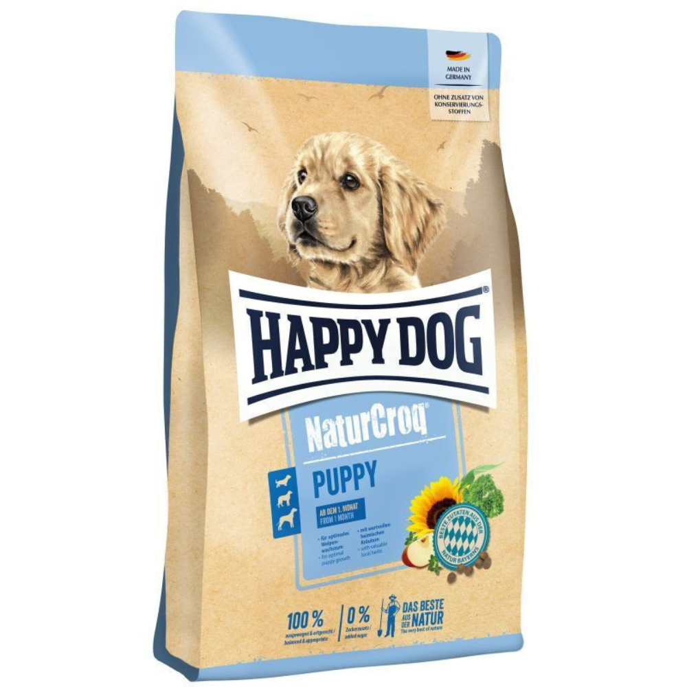 HAPPY DOG NaturCroq Puppy – Hrană Uscată Premium pentru Căței, Susține Creșterea Sănătoasă și Dezvoltarea Oaselor, 4 kg