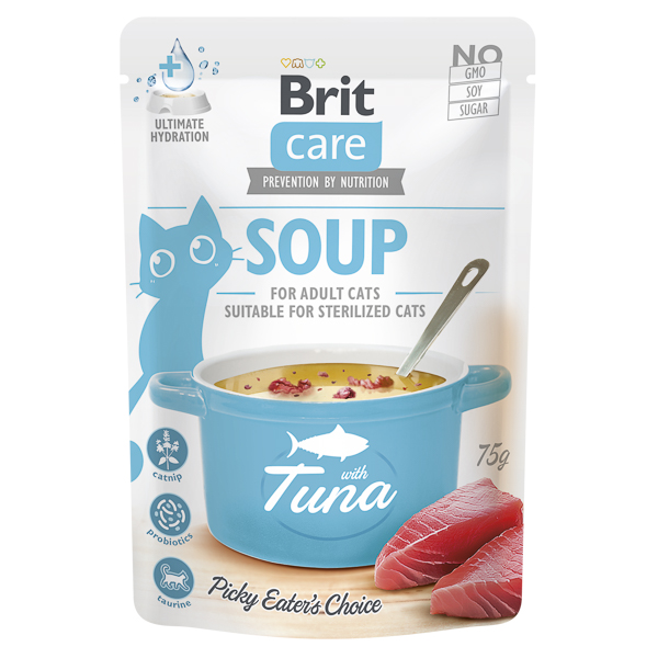 BRIT CARE Cat Soup, cu Ton, Plic Hrana Umeda Pentru Pisici (supă cremoasă), 75g