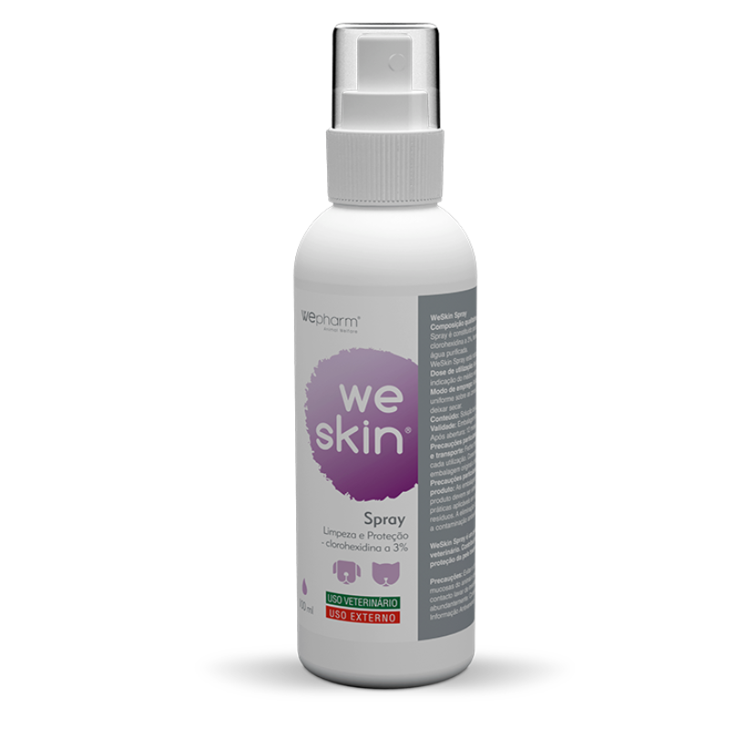 WePHARM WeSkin Antiseptic Spray 100 ml – Spray Antimicrobian, cu Clorhexidina 3%, pentru Câini și Pisici, Curățarea și Protecția Pielii Iritate sau lezionate