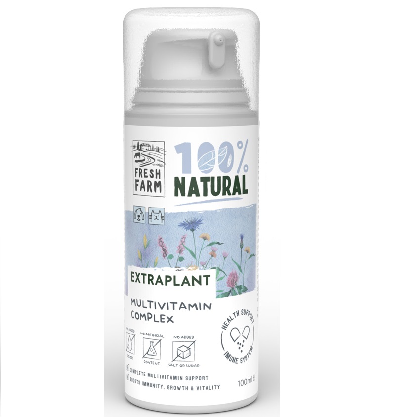 FRESH FARM Extraplant Multivitamin Complex 100 ml - Supliment Polivitaminic pentru Vitalitate si Energie la Caini si Pisici