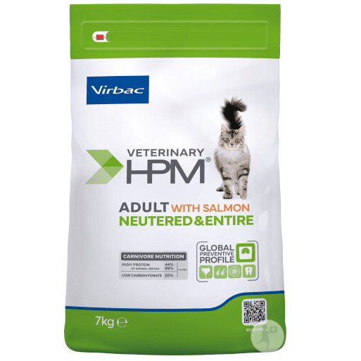 VIRBAC Veterinary HPM Adult Cat Neutered & Entired cu Somon 7kg | Hrana Uscata pentru Pisici Adulte Sterilizate sau Nesterilizate