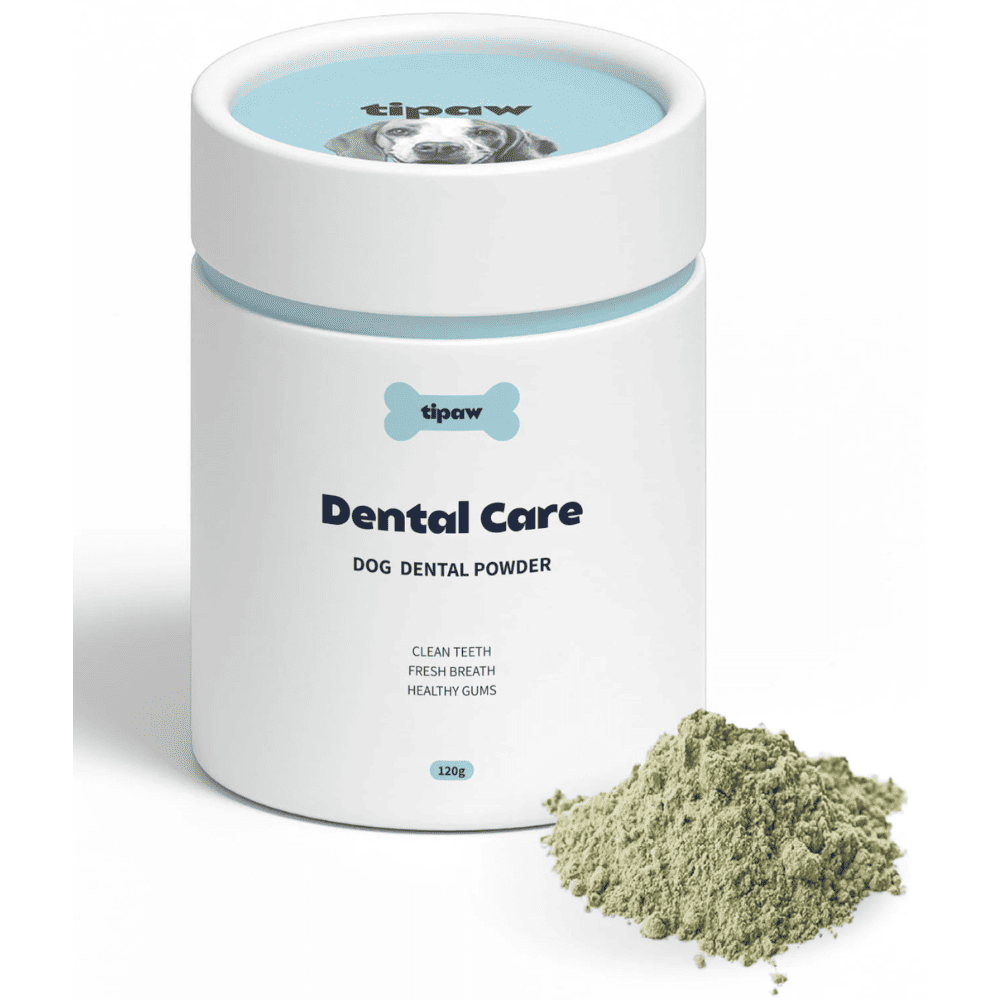 TIPAW Oral Dental Care Powder pentru Caini 120 g | Pudra Antitartru pentru Controlul Placii Bacteriene, Respiratie Proaspata si Sanatate Orala
