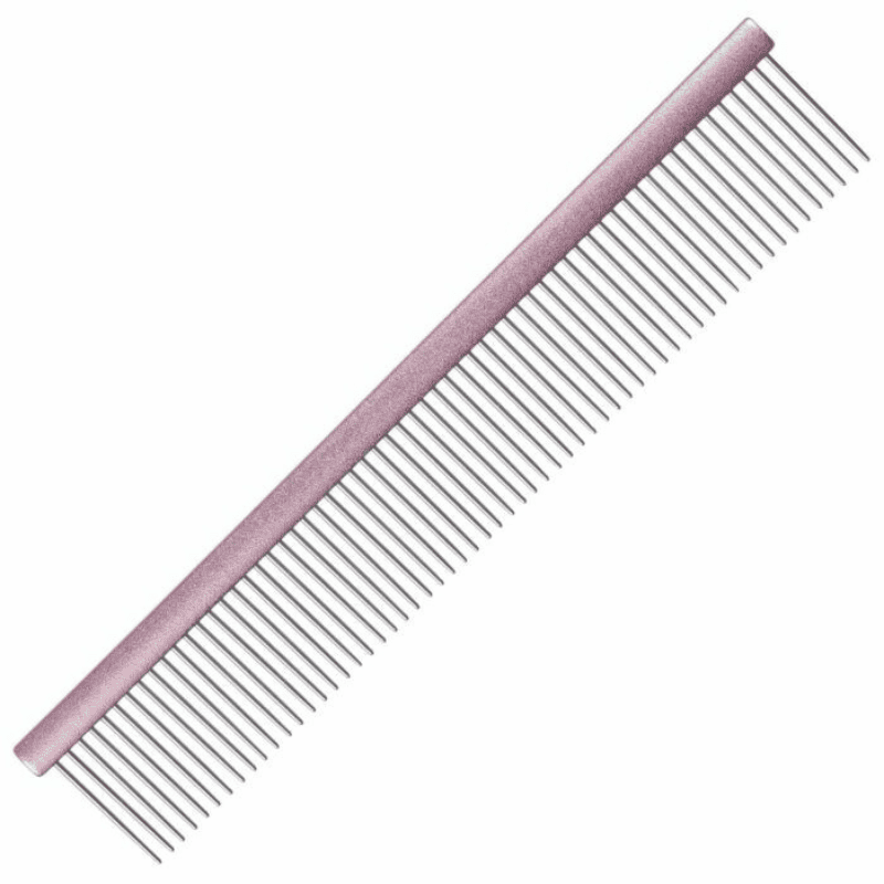 GROOM PROFESSIONAL Spectrum Aluminium Comb Light Pink 25cm | Pieptene Profesional pentru Styling si Finisare la Câini și Pisici