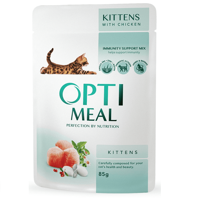 OPTIMEAL Kitten cu Pui 85 g | Hrană Umedă Super-Premium pentru Pisoi
