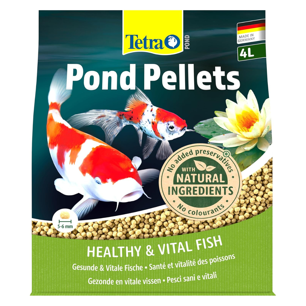 TETRA Pond Pellets – Hrană Completă pentru Pești de Iaz, Creștere Sănătoasă și Apă Curată, 4L