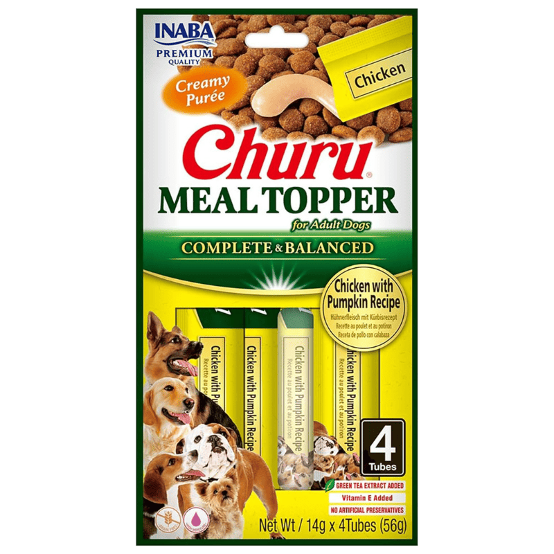 CHURU Meal Topper Chicken with Pumpkin Recipe 4x14 g | Recompensa Cremoasa fara Cereale pentru Caini | Reteta cu Pui si Dovleac