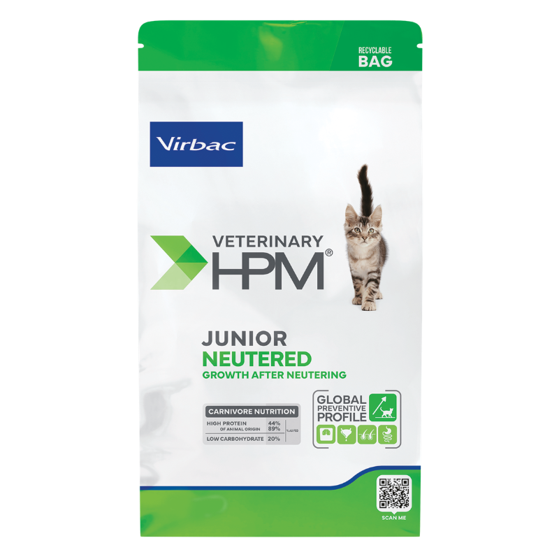 VIRBAC Veterinary HPM Junior Neutered Cat 400g | Hrana Uscata pentru Pui de Pisica Sterilizati (pana la 12 luni)