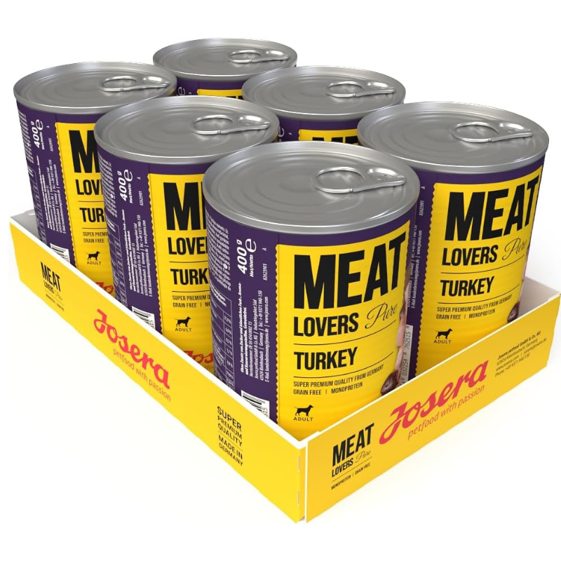 Josera Meat Lovers Pure Turkey 6x800 g – Hrană Umedă Superpremium Monoproteică pentru Câini Adulți, fără Cereale și Gluten