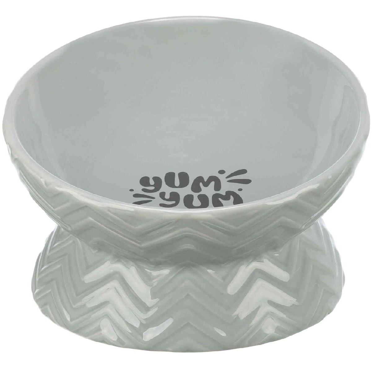Castron Ceramic Inaltat, Ergonomic, Pentru Caini, Gri, 350ml | 17cm