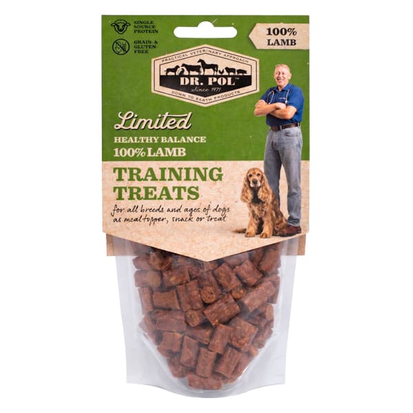 DR. POL Training Treats cu Miel 85 g | Recompense Monoproteice fara Cereale pentru Caini cu 100% File de Miel
