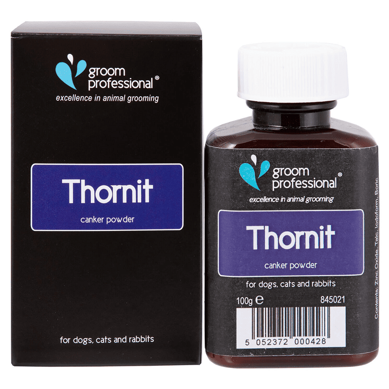 GROOM PROFESSIONAL Thornit Ear Powder LGE 100 g | Pudră Auriculară pentru Calmarea Mâncărimii la Câini, Pisici și Animale Mici
