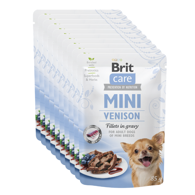 BRIT CARE MINI Vanat, Set Plic Hrana Umeda Fara Cereale, Caine (fillet carne in sos) 10x85g