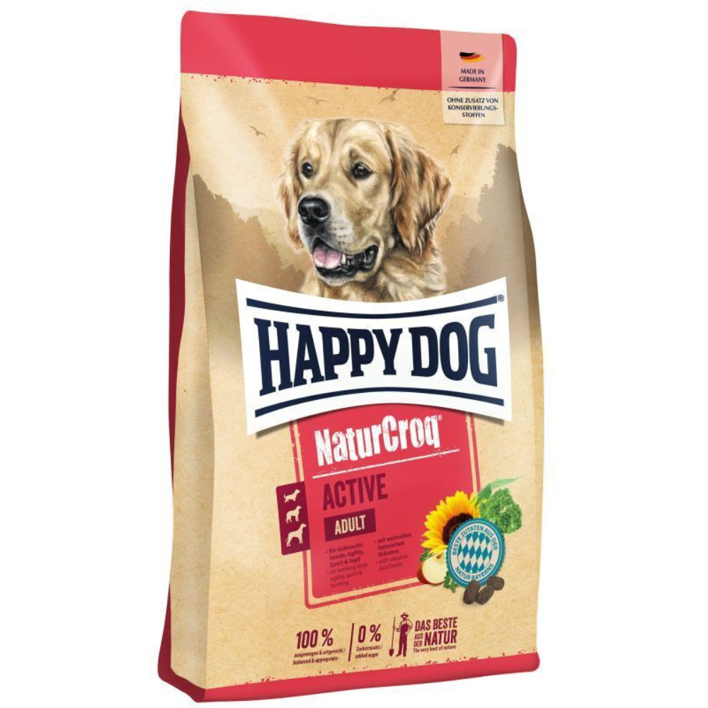 HAPPY DOG NaturCroq Active – Hrană Uscată Premium pentru Câini Activi, Energie și Performanță, 15 kg