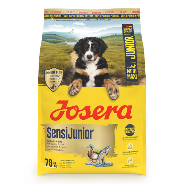 JOSERA Medi / Maxi Sensi Junior cu Rață și Somon, 3 kg | Hrană Uscata Super Premium pentru Creșterea Sănătoasă a Câinilor Tineri Activi, de Talie Medie și Mare