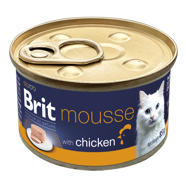 BRIT PREMIUM by Nature Cat Mousse cu Pui 85 g | Hrana Umeda Completa pentru Pisici Adulte (pateu fin)