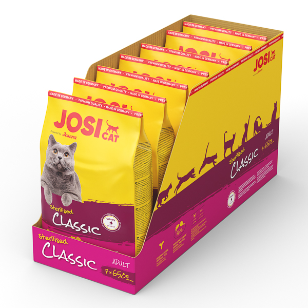 JOSICAT Sterilised Classic Set 7x650 g – Hrană Uscată Completă pentru Pisici Adulte Sterilizate, Controlul Greutății și Sănătatea Tractului Urinar