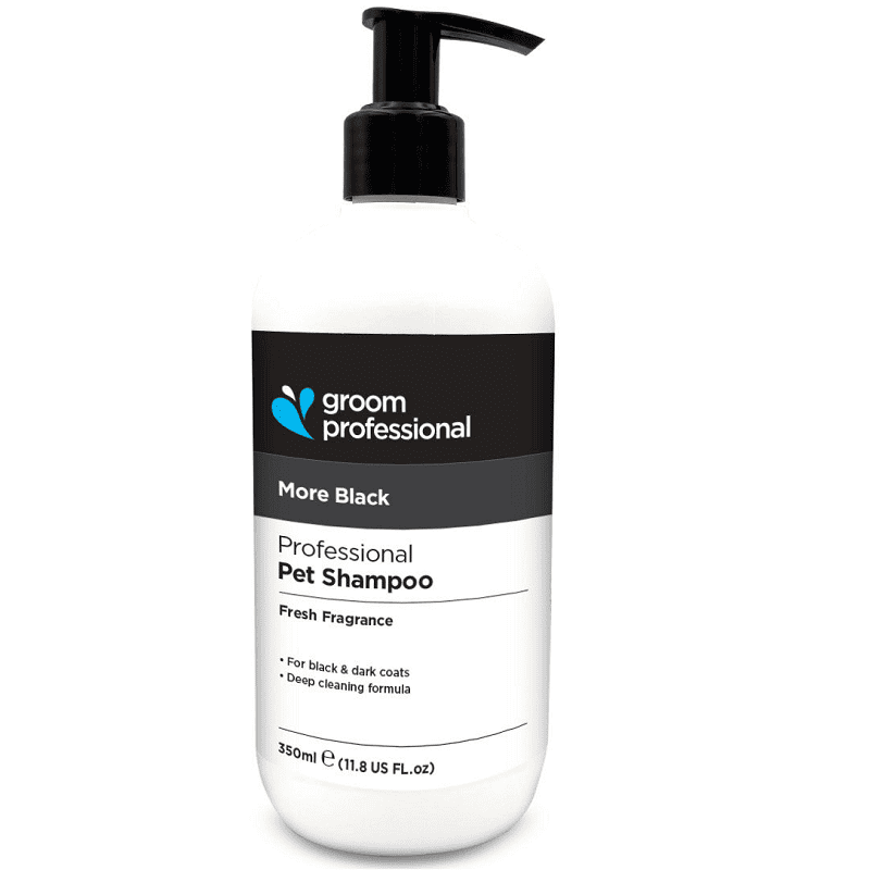 GROOM PROFESSIONAL More Black Shampoo 350 ml | Sampon Profesional Concentrat (dilutie 12:1) pentru Caini cu Blana Neagra sau Inchisa la Culoare | Curatare Profunda si Stralucire