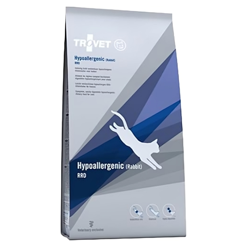 TROVET Cat Hypoallergenic RRD - Dieta Veterinara Uscata Hipoalergenica pentru Pisici, cu Iepure si Orez, 3 kg