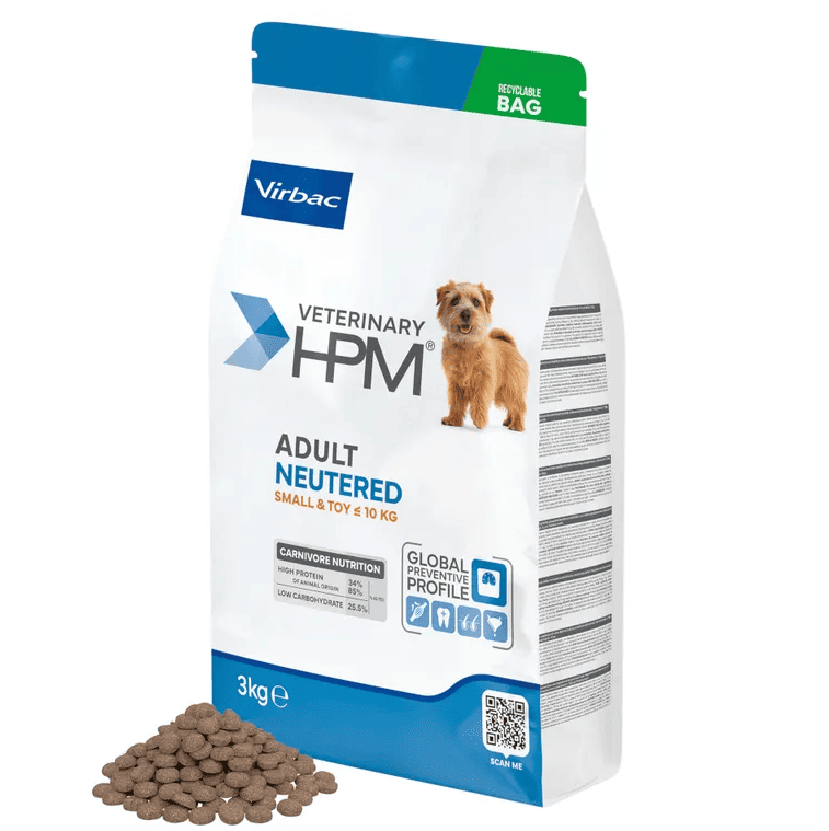 VIRBAC Veterinary HPM Adult Neutered Dog Small & Toy 7 kg | Hrana Uscata pentru Caini Adulti Sterilizati de Talie Mica si Toy