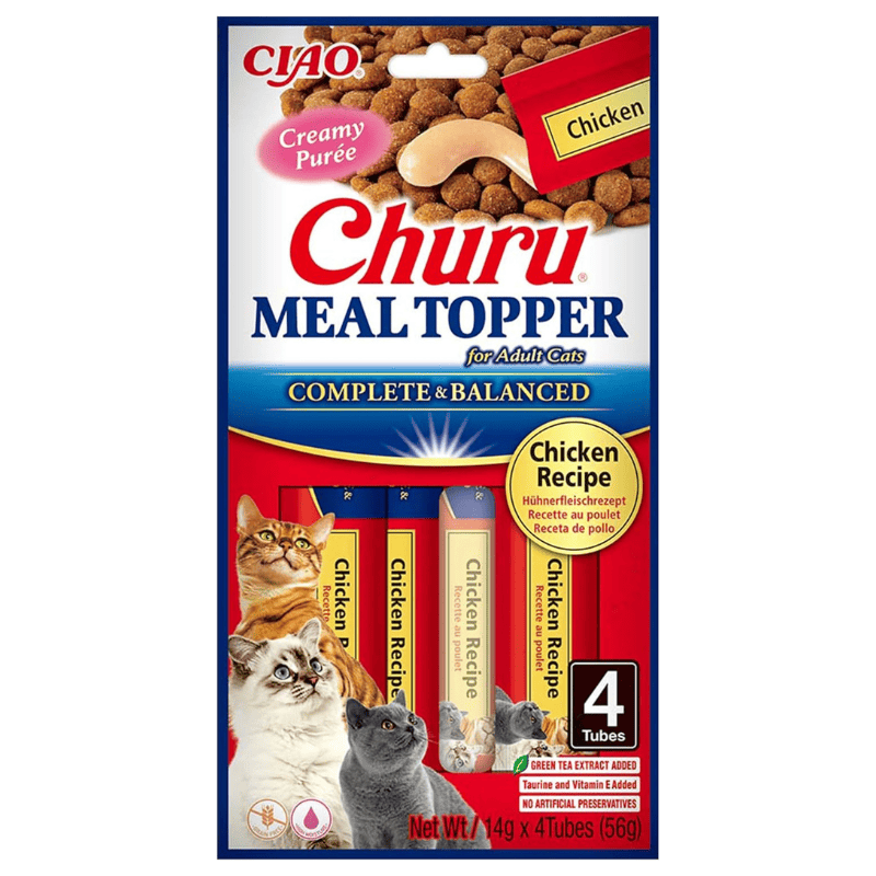 INABA Ciao Churu Meal Topper Chicken Recipe 4x14 g | Topping Cremos Fara Cereale pentru Hrana Pisicilor | cu Pui | Gust Intens si Calorii Putine