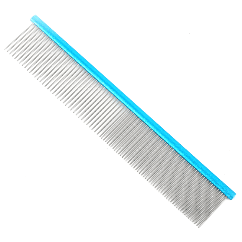 GROOM PROFESSIONAL Spectrum Aluminium Comb 50/50 Light Blue 19cm Short Teeth | Pieptene Profesional cu Dinți Scurți pentru Câini cu Blană Fină