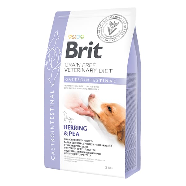 Brit Vet Diets Dog Grain Free Gastrointestinal cu Hering și Somon 2 kg | Hrană Uscată Dietetică pentru Câini cu Afecțiuni Gastrointestinale