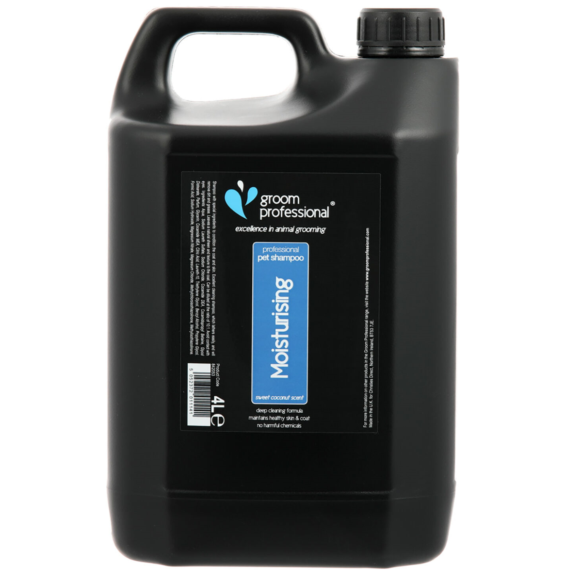 GROOM PROFESSIONAL Coconut Shampoo 4 L | Sampon Profesional Concentrat (dilutie 10:1) Hidratant cu Ulei de Cocos, pentru Câini cu Blană Deteriorată și Piele Uscată