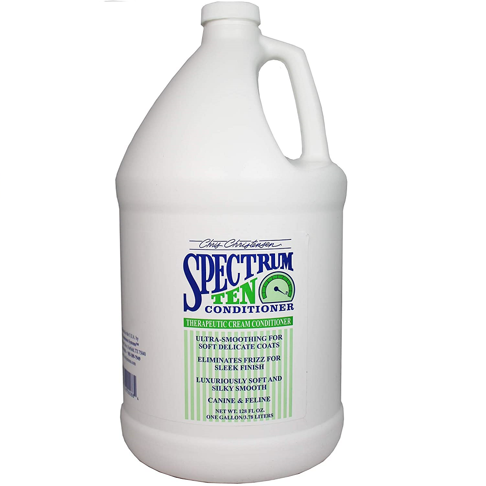 CHRIS CHRISTENSEN Systems Spectrum Ten Soft & Smooth Coat Conditioner 3.8 L | Balsam Profesional Concentrat (dilutie 18:1) pentru Blana Dreapta sau Ondulata | Netezire, Stralucire si Controlul Firelor Rebele