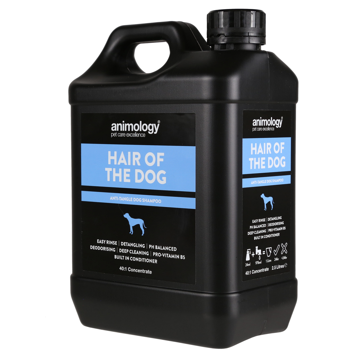 ANIMOLOGY Hair Of The Dog Anti-Tangle, Sampon Vegan Anti-Incalcire, Concentrat 1:40, Pentru Caini, Orice Tip de Blana 2.5L