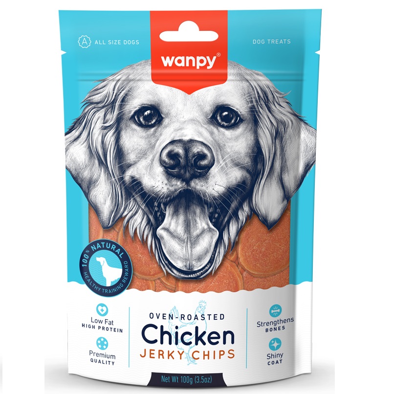 WANPY Chicken Jerky & Calcium Bone Twists pentru Caini, 100 g - Recompense Naturale cu Pui si Oase cu Calciu, pentru Dinti Puternici si Digestie Sanatoasa