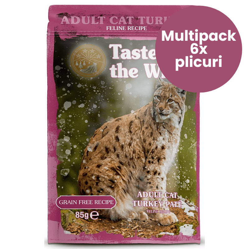 TASTE of the WILD Cat Pouch Adult Multipack 6x85 g | Hrana Umeda Fara Cereale pentru Pisici Adulte | Pate cu Carne de Curcan si Pui